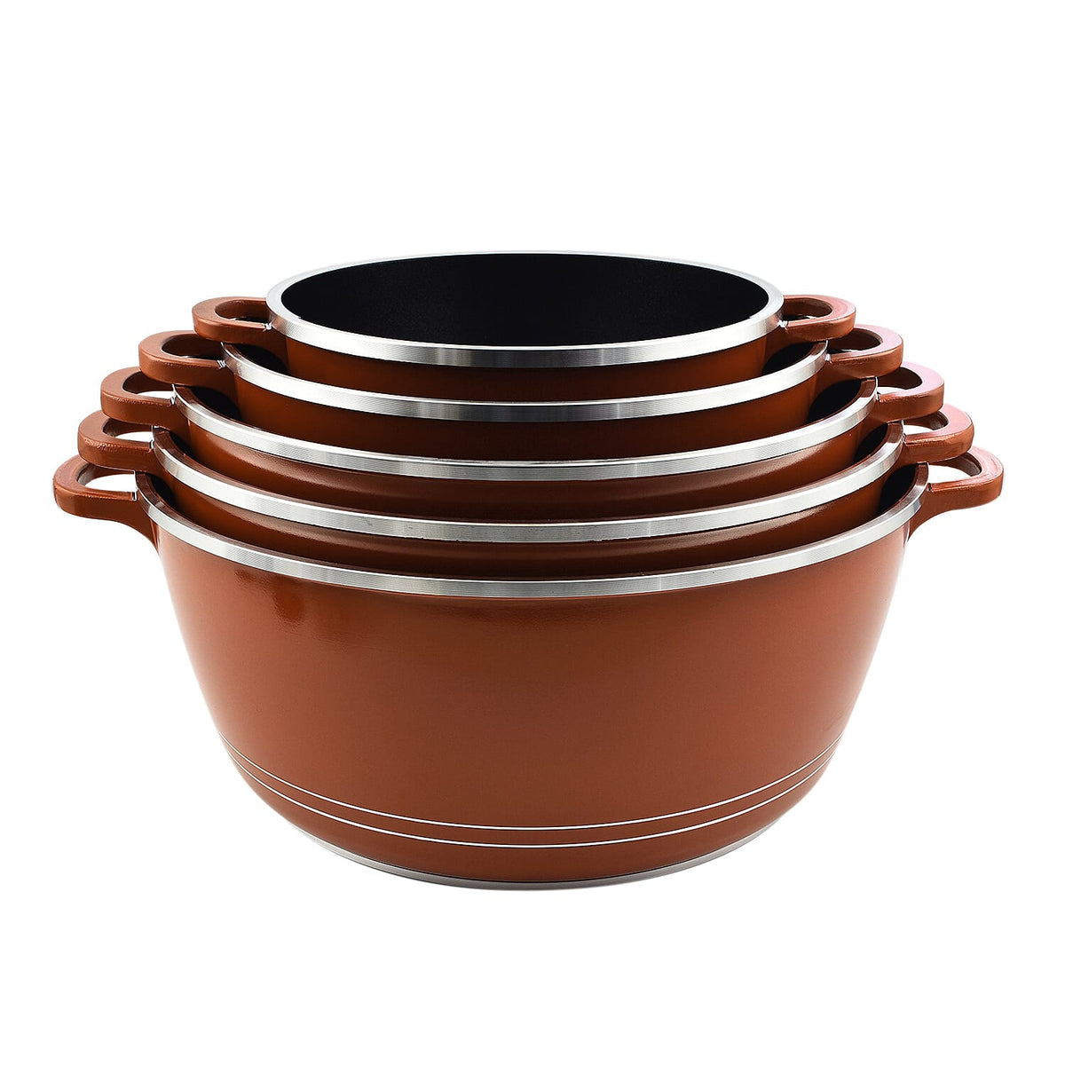 Set of 10 - Pan and Lid Set, Ceramic non-stick, Die-cast (32cm, 30cm, 28cm, 24cm, 20cm) - Copper 7727990 3
