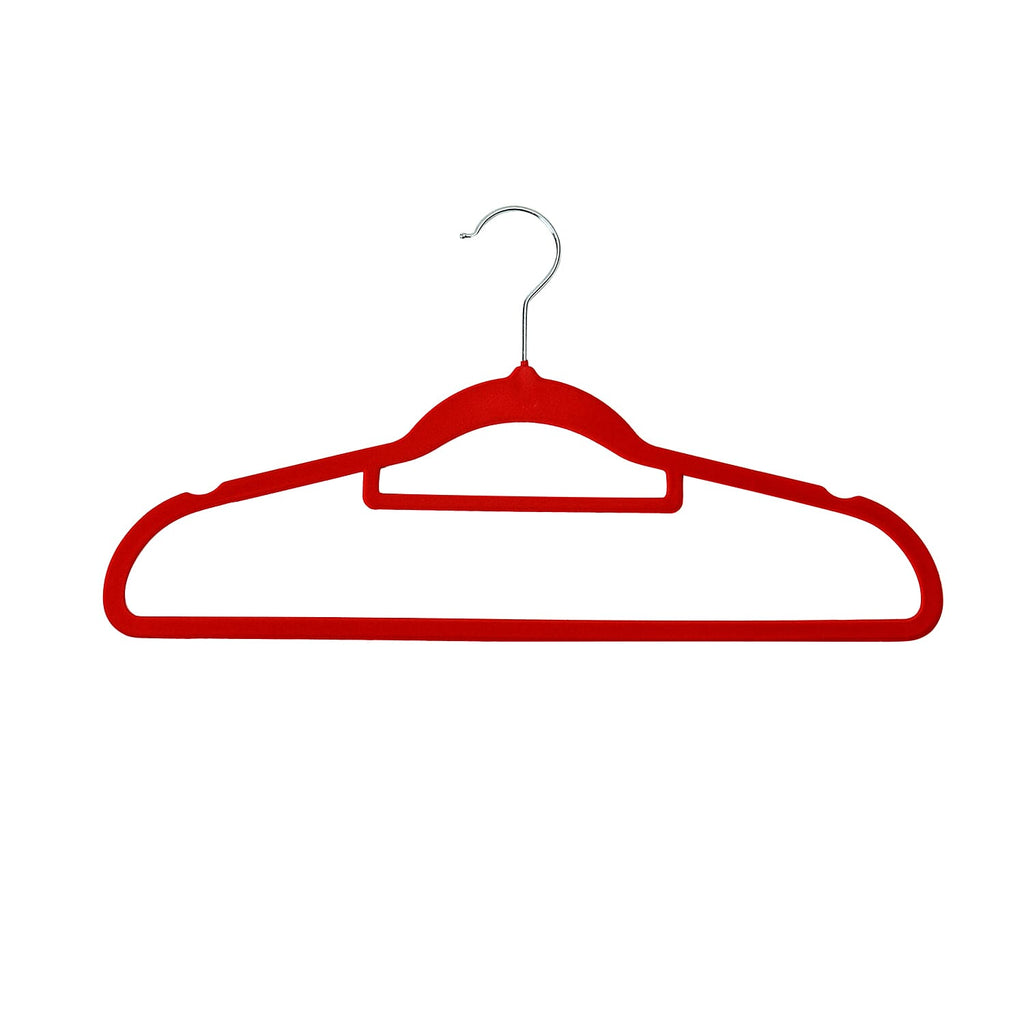 Set of 24 Velvet Hangers with 360-Degree Swivel Hook - Red