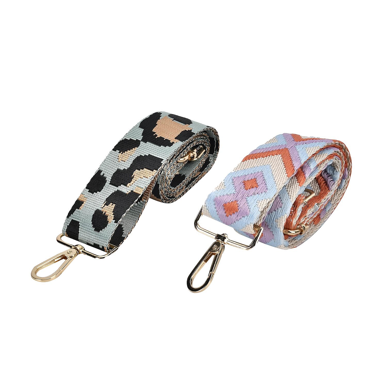 Set of 2 Long Crossbody Strap - Green and Orange 7707263 0