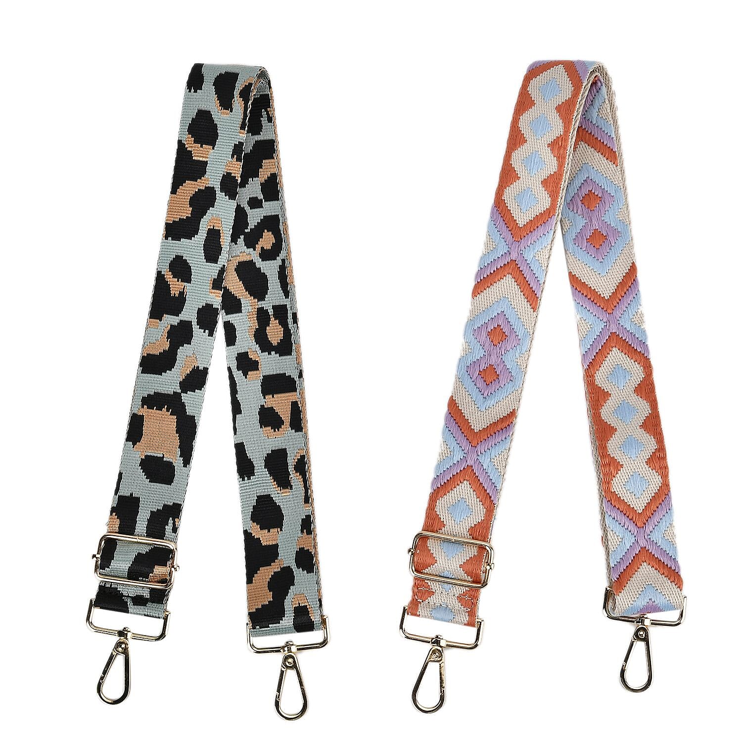 Set of 2 Long Crossbody Strap - Green and Orange 7707263 1