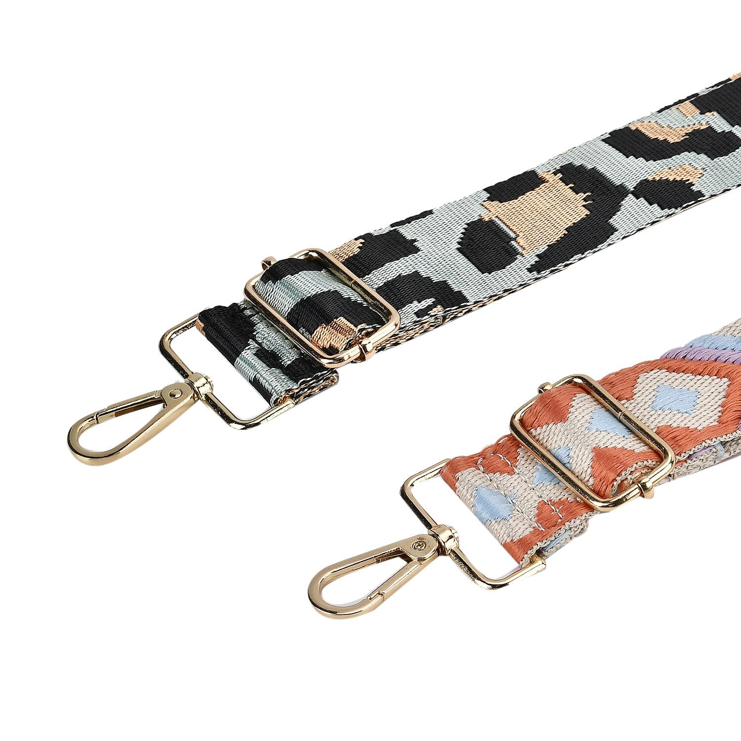 Set of 2 Long Crossbody Strap - Green and Orange 7707263 2