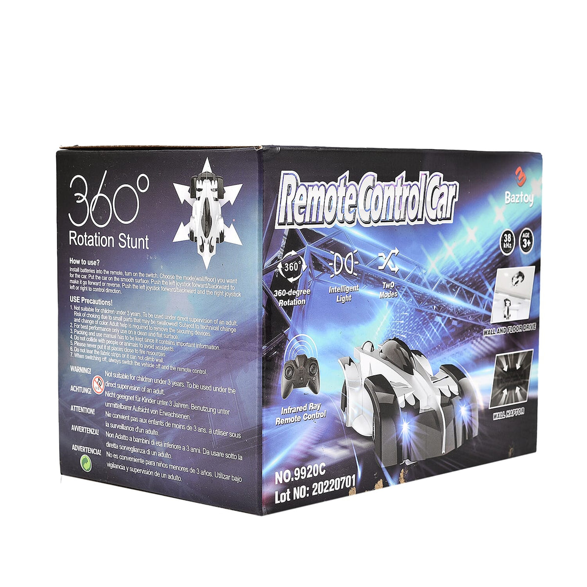 CHENBAI Remote Control Rechargeable Wall Climbing Toy Car with 360 Degree Rotation &amp; LED Lights - Black &amp; White 7681974 8