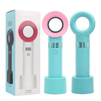 Rechargeable 3 Speed Hand Held - Desk Bladeless Fan 2000 mAH battery- Green