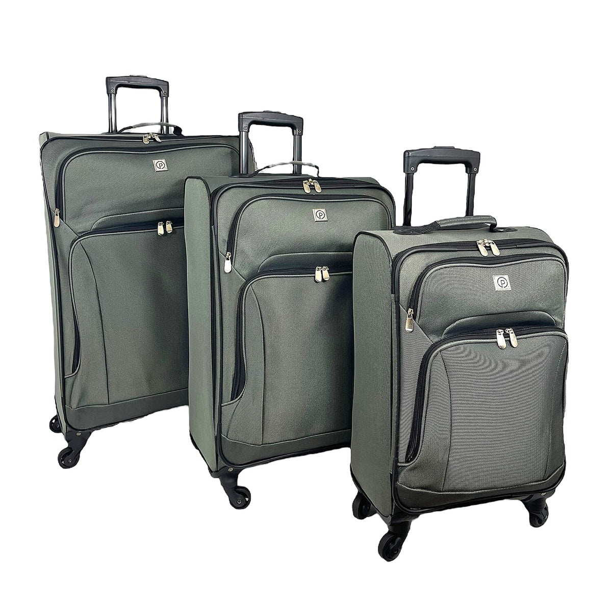 Set of 3 Soft Shell Luggage Suitcase with 360 Degree Spinner Wheels (31, 26 &amp; 22 Inch) - Grey 7777437 0