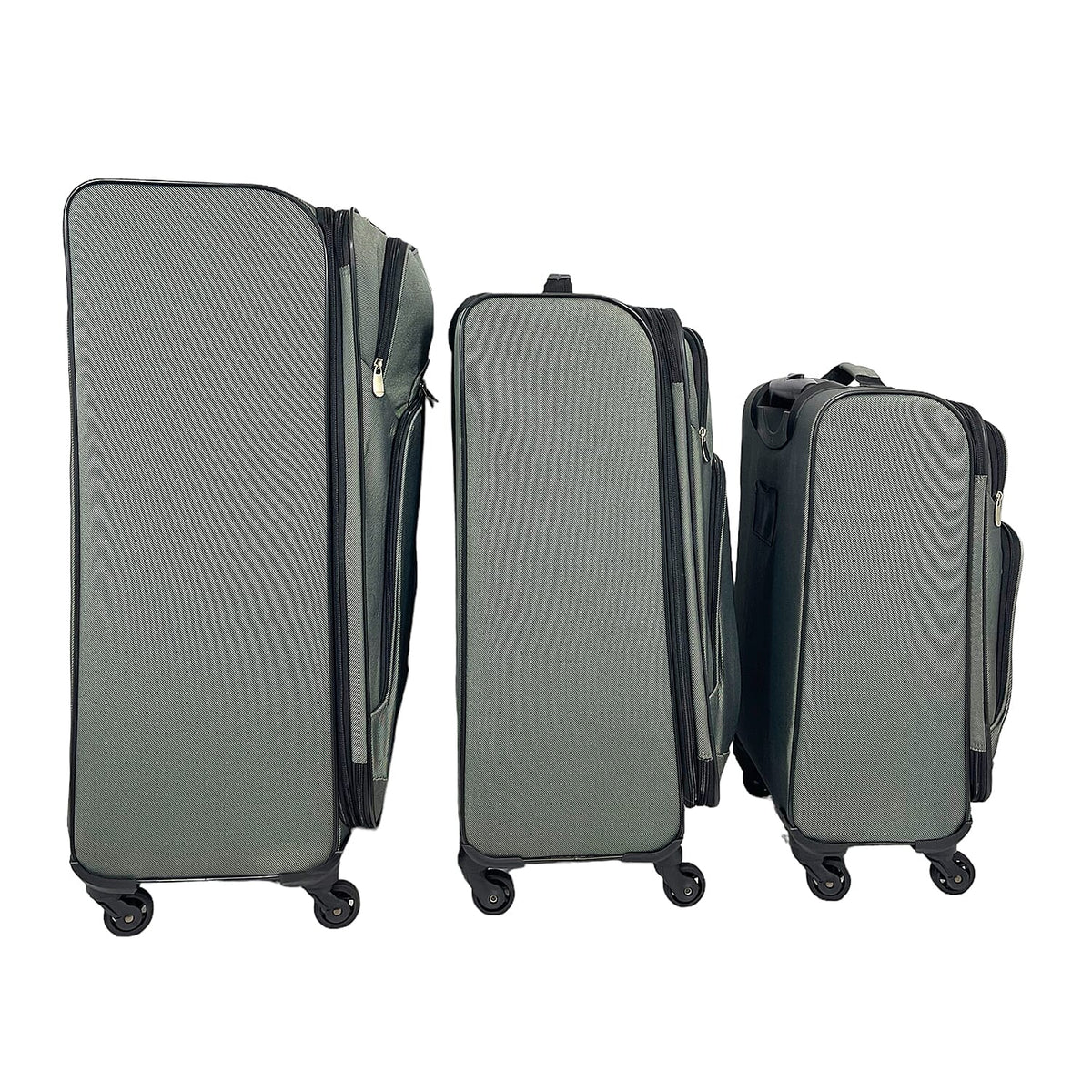 Set of 3 Soft Shell Luggage Suitcase with 360 Degree Spinner Wheels (31, 26 &amp; 22 Inch) - Grey 7777437 1