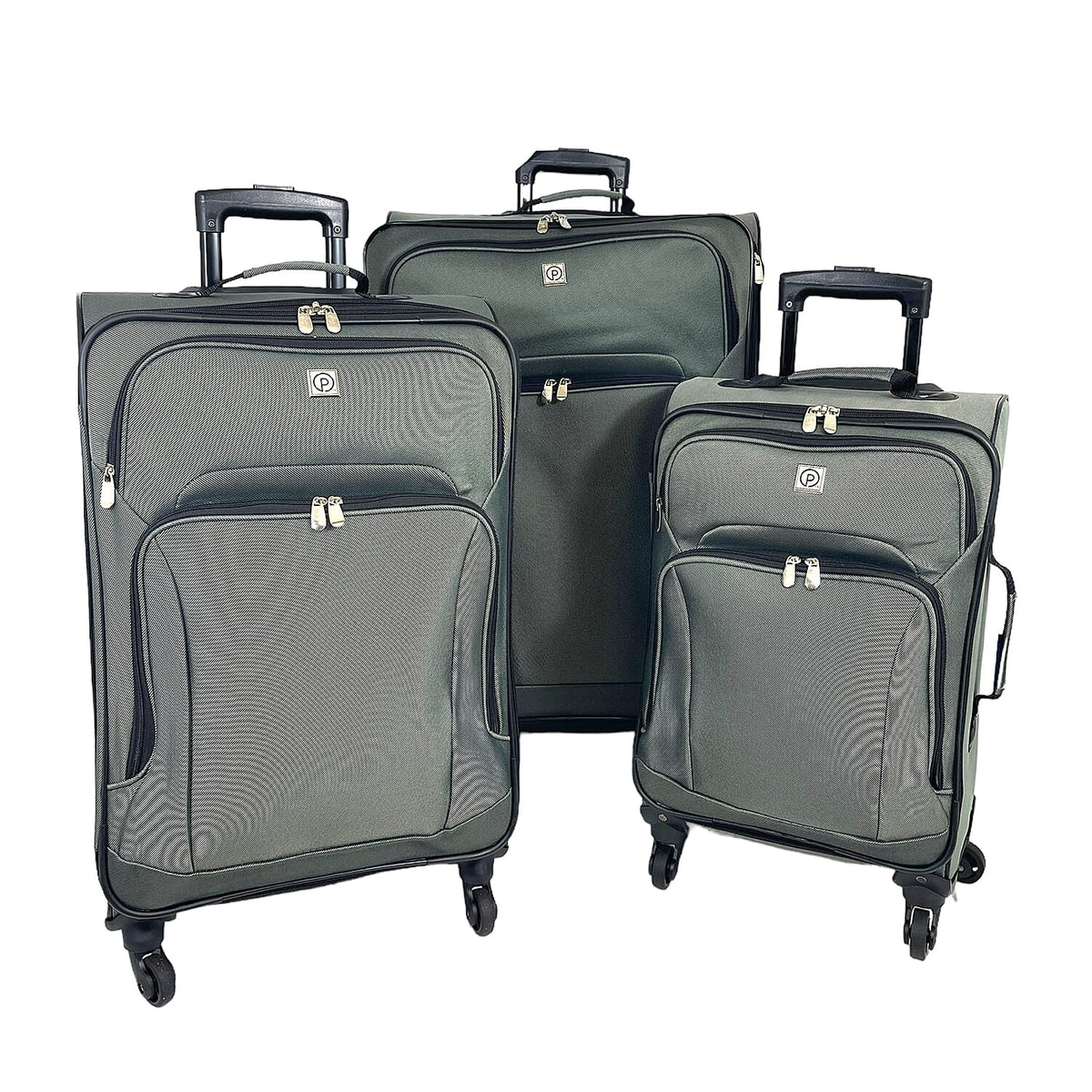 Set of 3 Soft Shell Luggage Suitcase with 360 Degree Spinner Wheels (31, 26 &amp; 22 Inch) - Grey 7777437 2