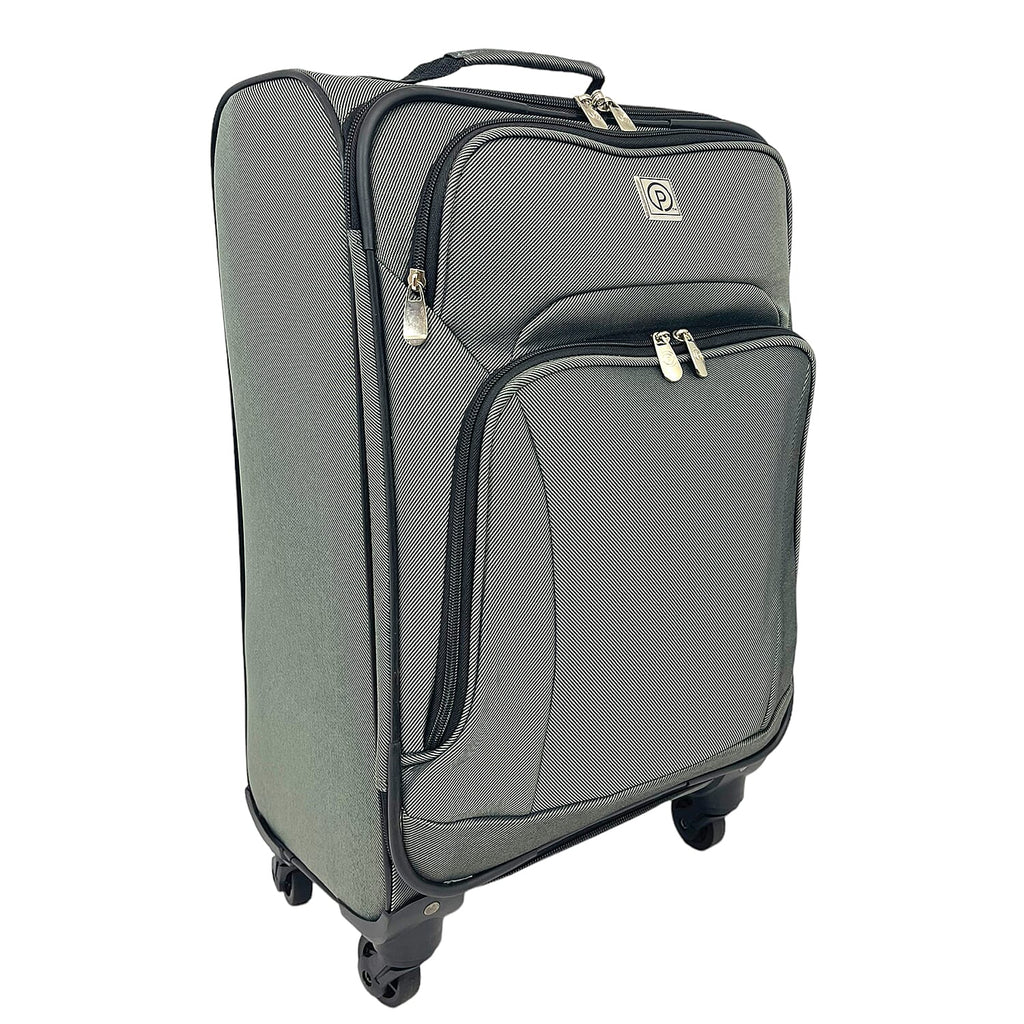 Set of 3 Soft Shell Luggage Suitcase with 360 Degree Spinner Wheels (31, 26 - 22 Inch) - Grey