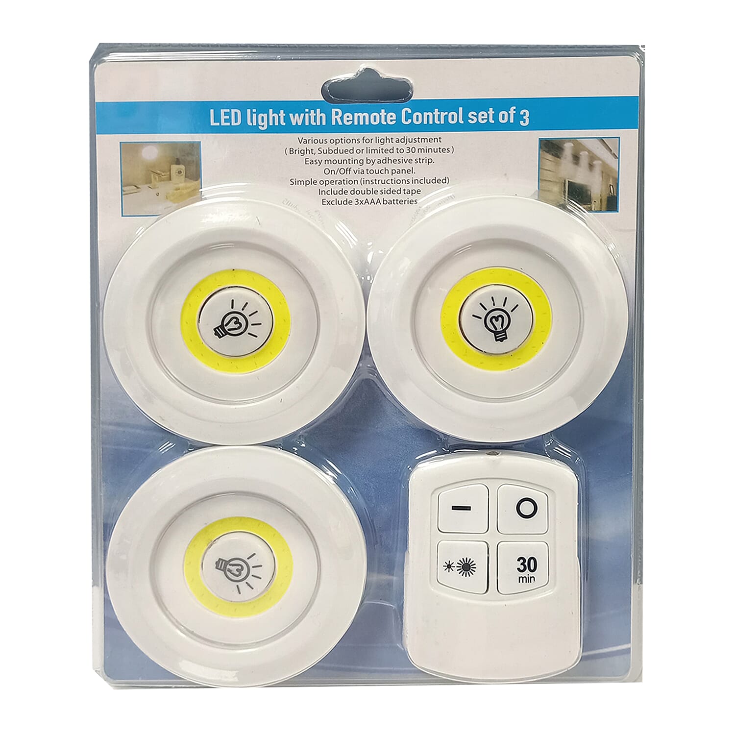 Set of 3 LED Lights with Wireless Remote Control 7736435 0