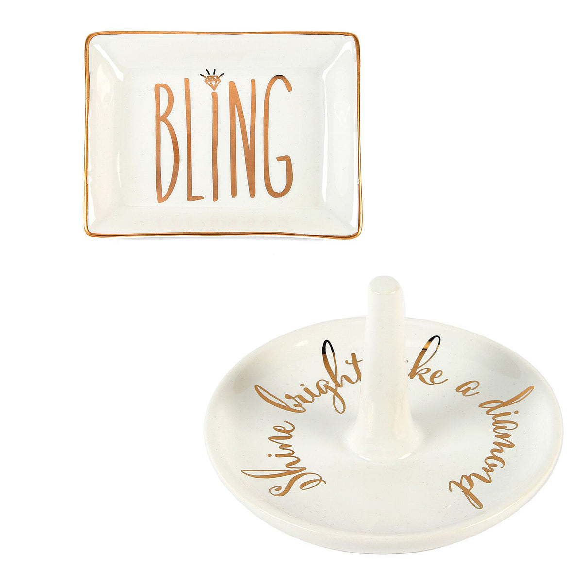 Shine Bright Ring Holder and Bling Jewellery Tray - White 7799199 0