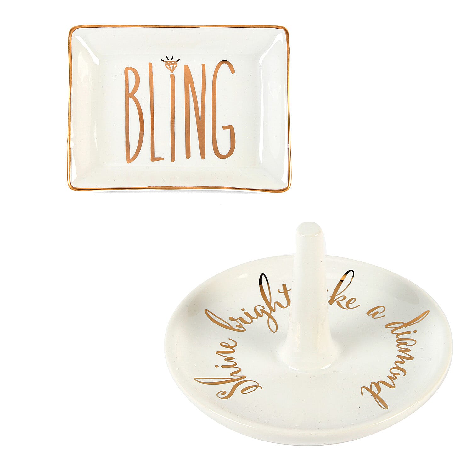 Shine Bright Ring Holder and Bling Jewellery Tray - White 7799199 0