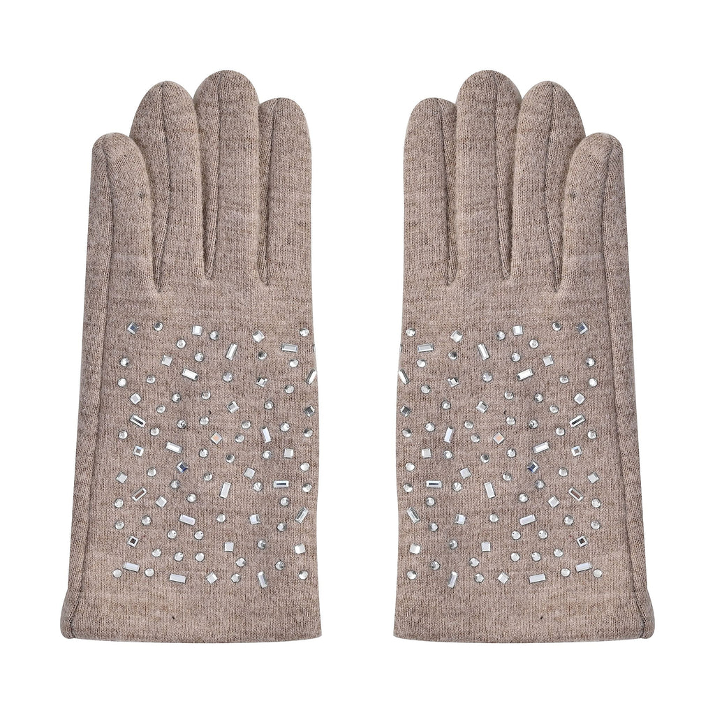 70% Cashmere Wool Gloves & Hat - Beige