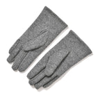 Premium Cashmere Wool Crystal Embellished Hat and Gloves - Grey