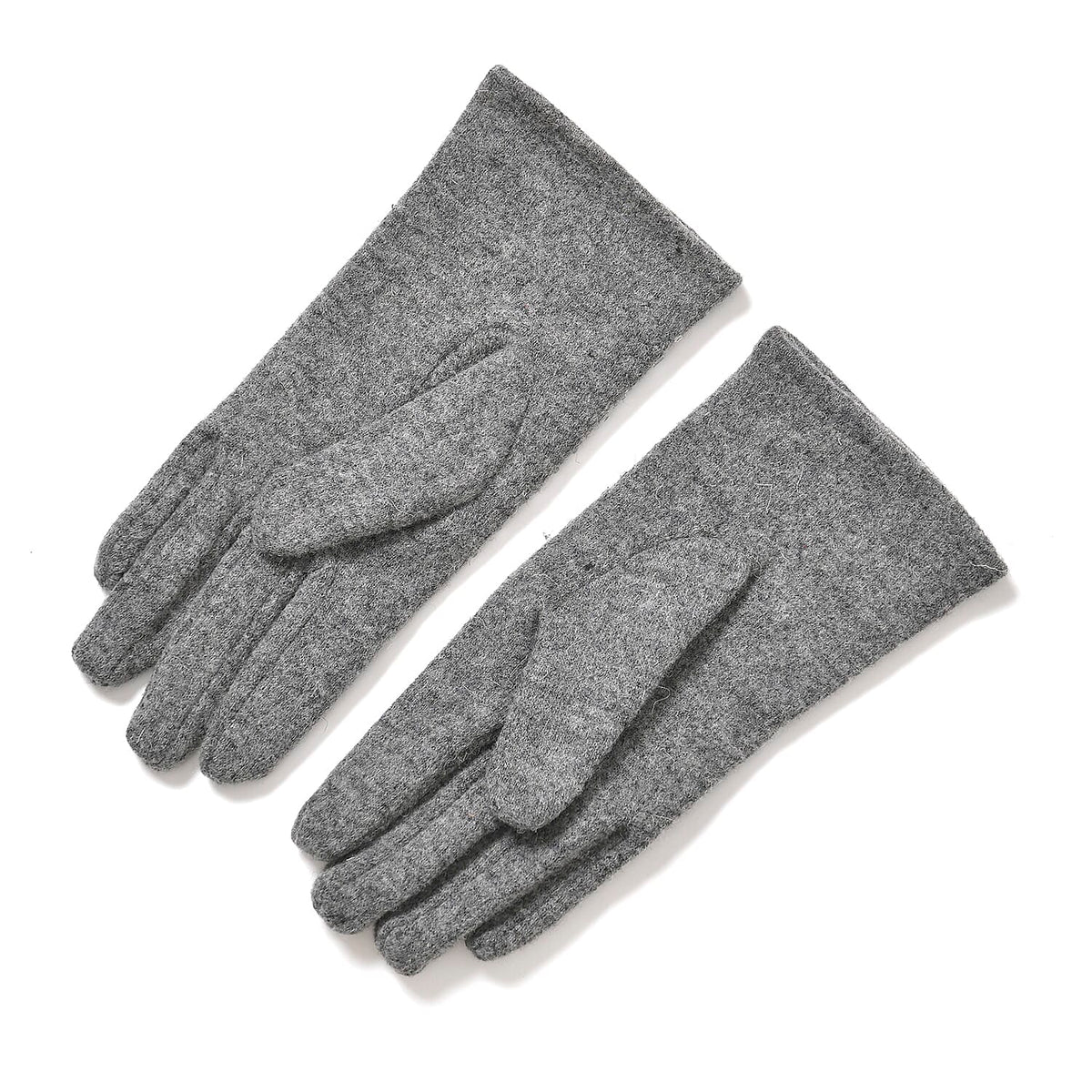 Premium Cashmere Wool Crystal Embellished Hat and Gloves - Grey V32516004 8