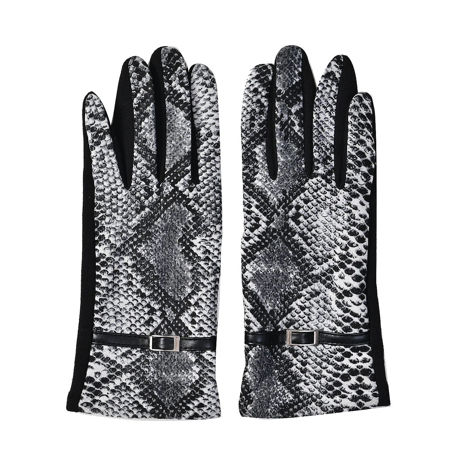 Set of 2 Python Printed Gloves &amp; Hat - Grey 7620692 3