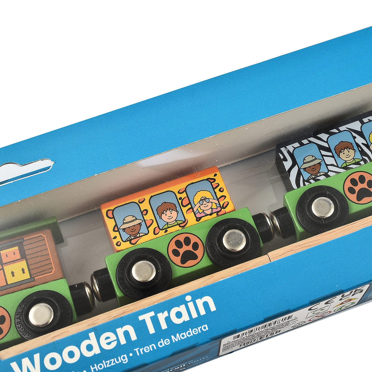 Safari Wooden Train (3 Carriages, 2 Track Pieces - a Buffer) - Multi 7752396 3