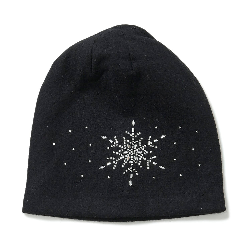 2 Piece Cashmere Set- Crystal Pattern Hat and Gloves - Black
