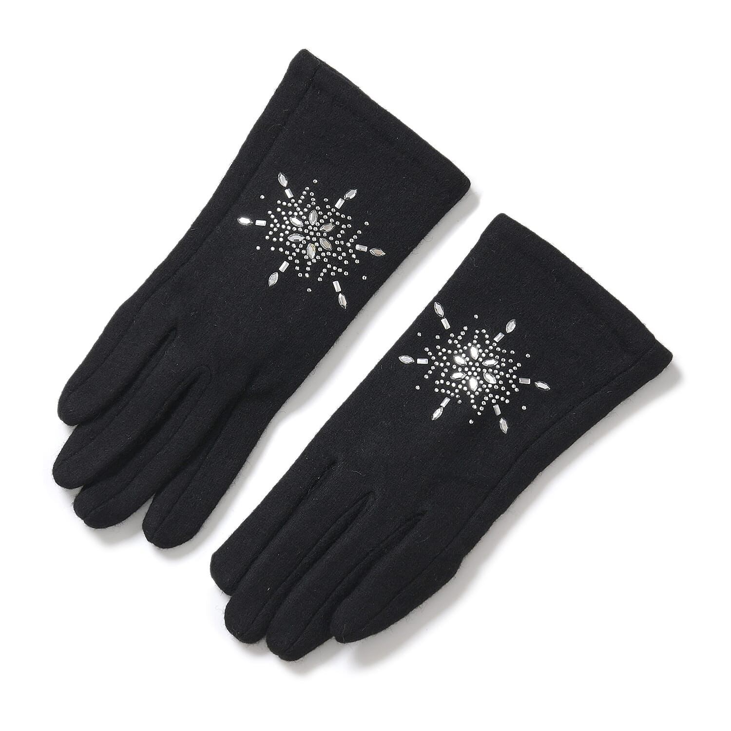 Crystal Snowflake Beanie and Gloves Set â€“ Black 7850687 8