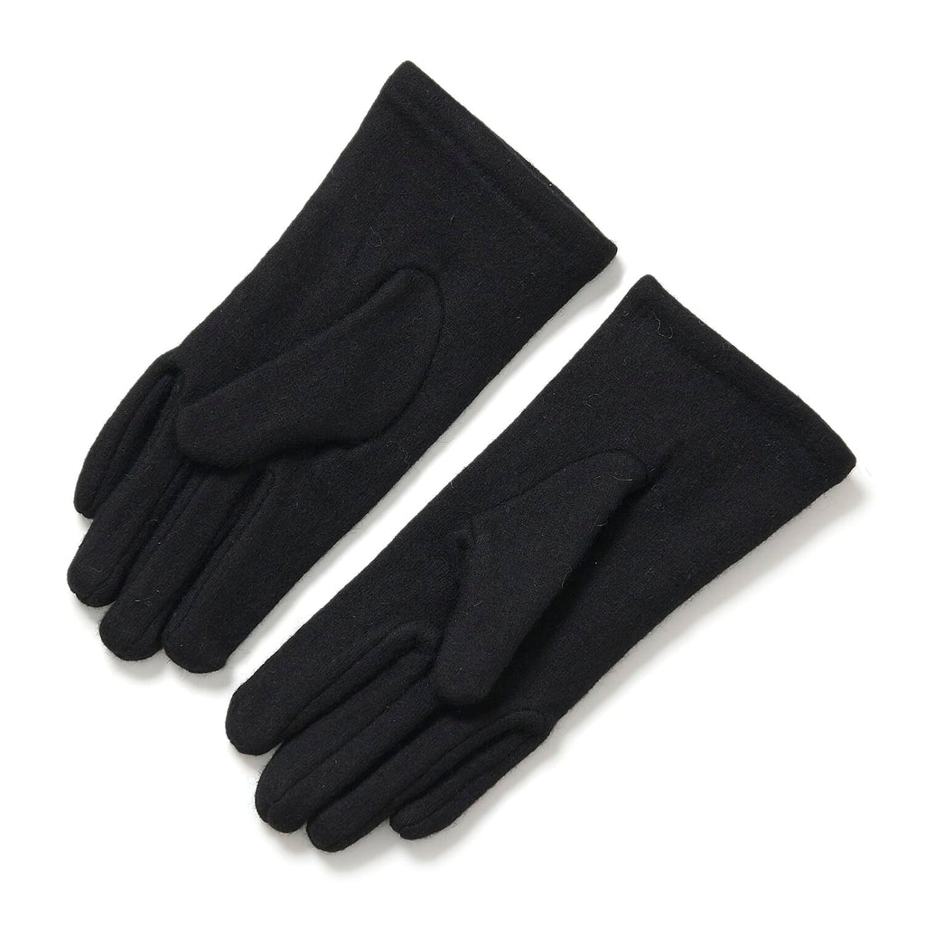 2 Piece Cashmere Set- Crystal Pattern Hat and Gloves - Black