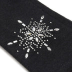 2 Piece Cashmere Set- Crystal Pattern Hat and Gloves - Black