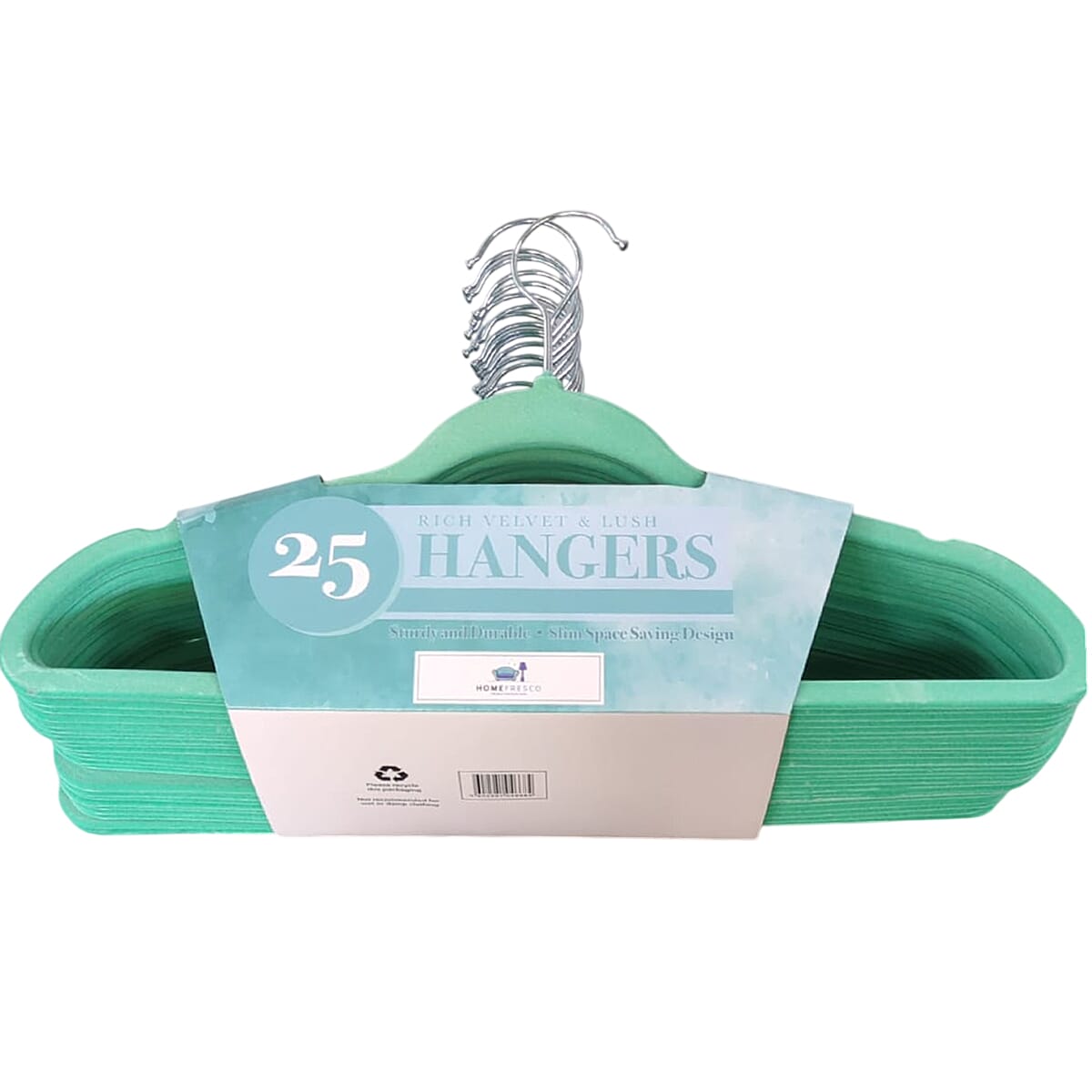 Pack of 25 - Green Velvet Space Saving Hangers 8171627 0