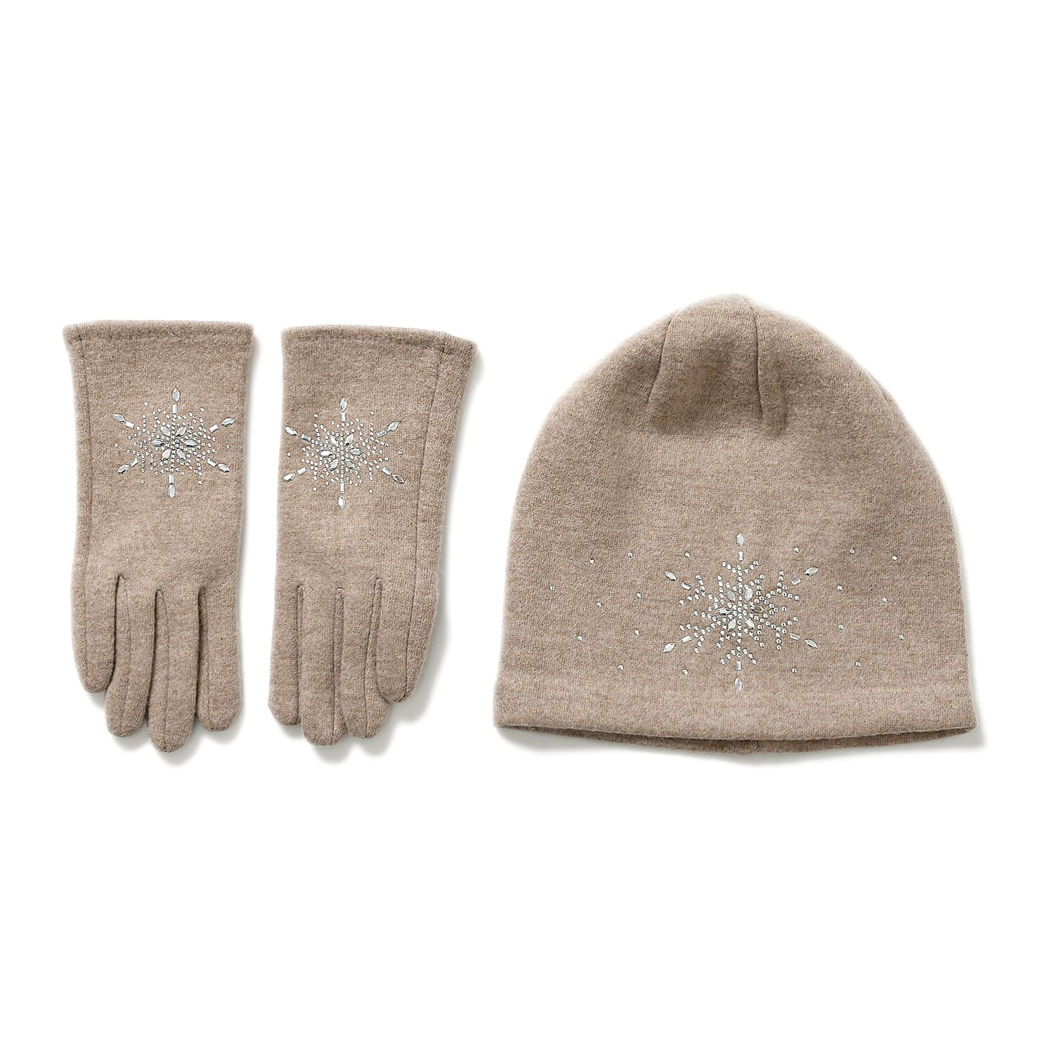 Crystal Snowflake Beanie and Gloves Set â€“ Off White 7850691 0