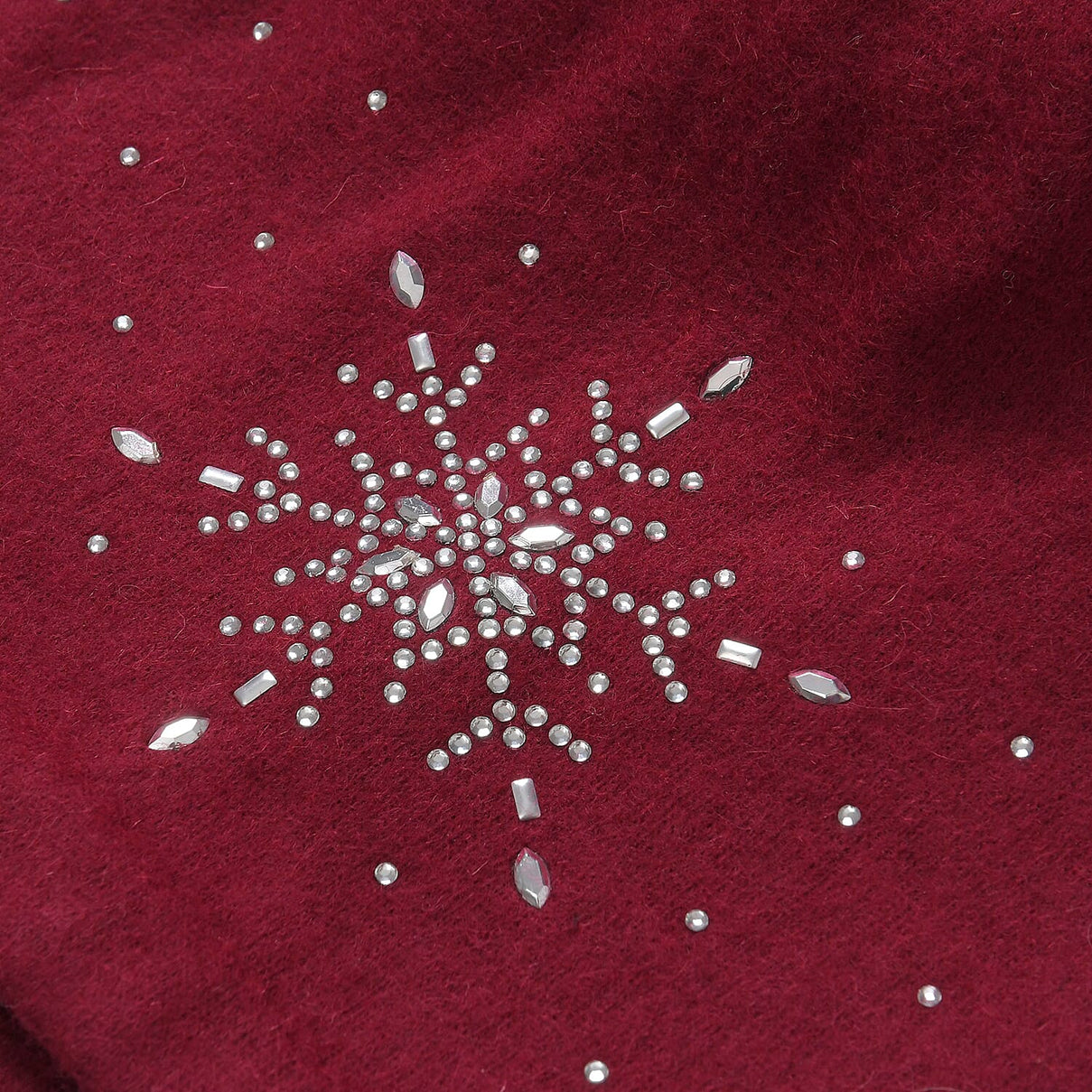 Crystal Snowflake Beanie and Gloves Set - Wine Red 7850688 7