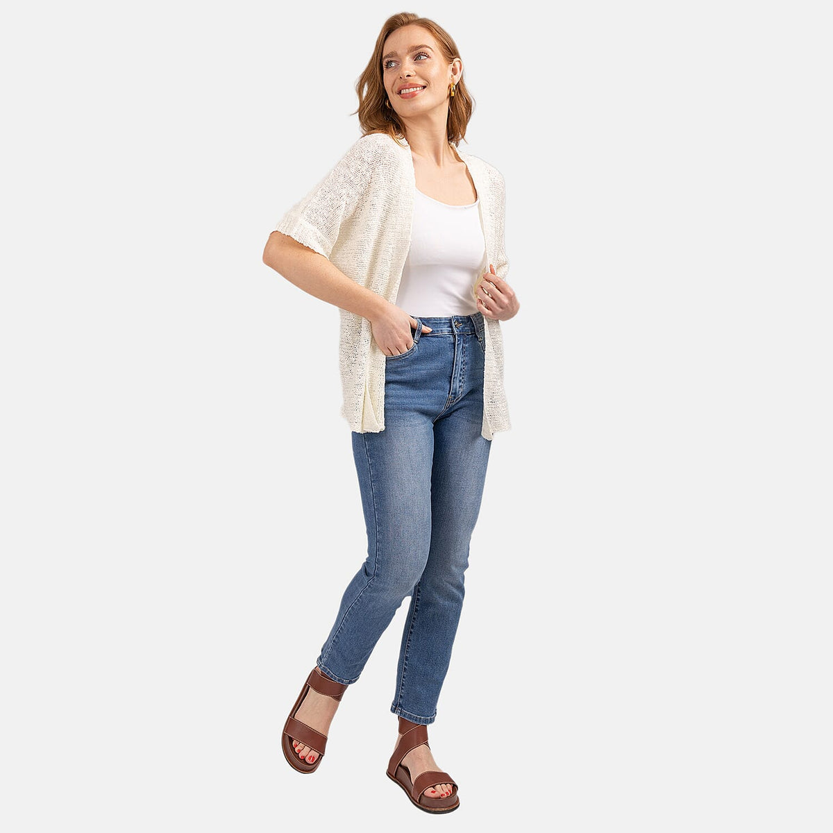Acrylic Cardigan (Size 1x1 cm) - White V32608397 6