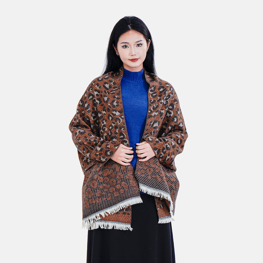 Closeout Deal Leopard Pattern Super Soft Shawl (One Size, 200x68cm) - Brown