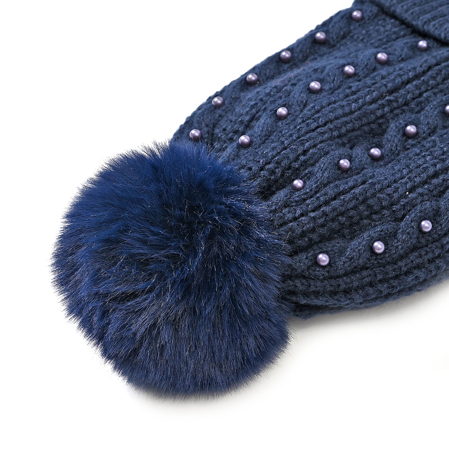 Cuff Beanie with Faux Pearl (22 x 21cm) - Navy 7850112 5