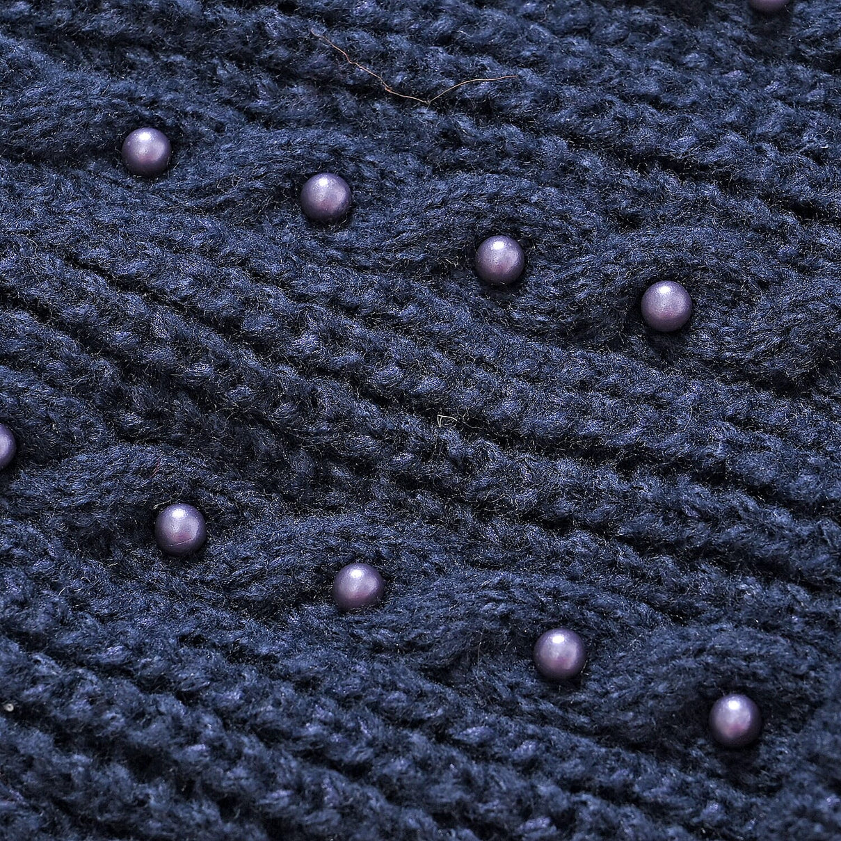 Cuff Beanie with Faux Pearl (22 x 21cm) - Navy 7850112 6
