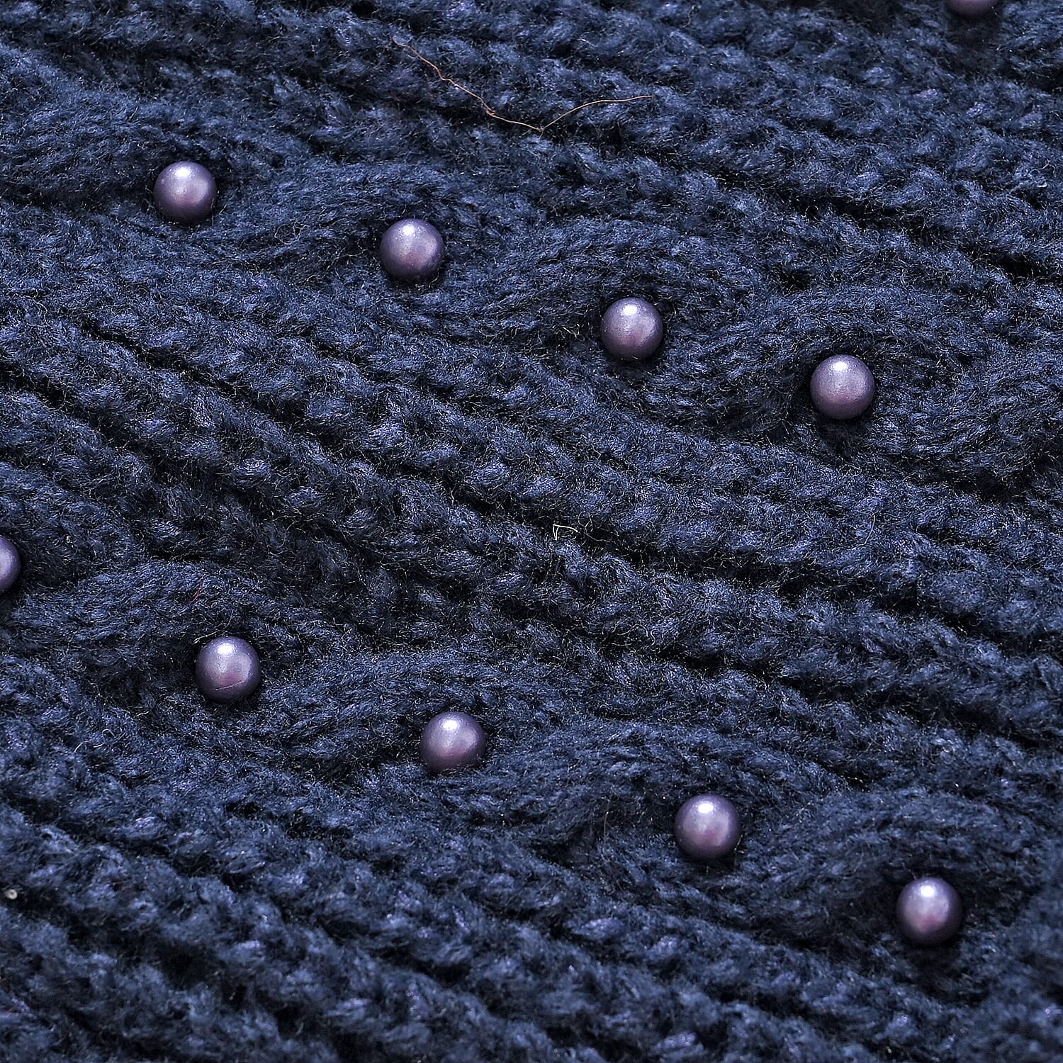 Cuff Beanie with Faux Pearl (22 x 21cm) - Navy 7850112 6