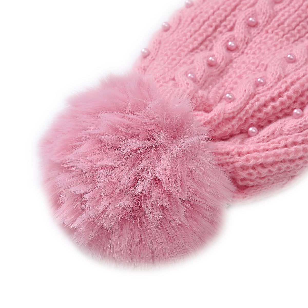 Cuff Beanie with Faux Pearl (22 x 21cm) - Pink V32603309 5