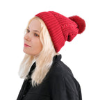 Cuff Beanie with Faux Pearl (22 x 21cm) - Red