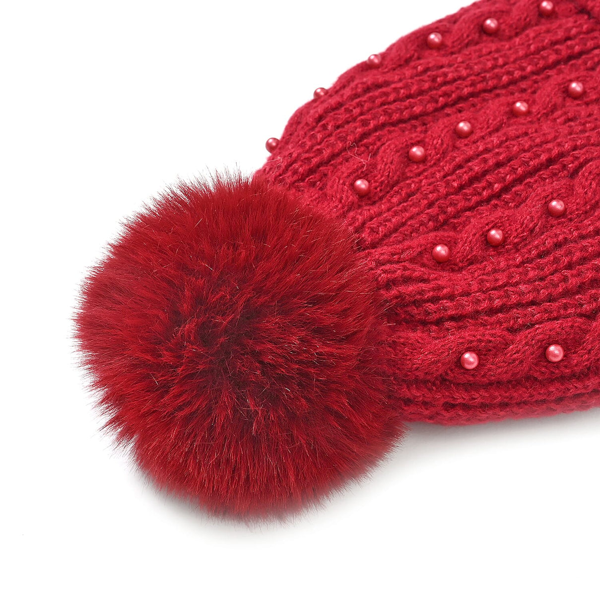 Cuff Beanie with Faux Pearl (22 x 21cm) - Red V32513042 5