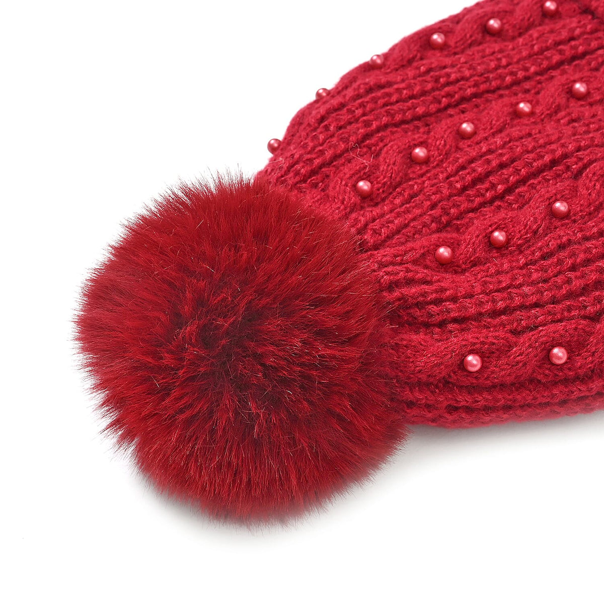 Cuff Beanie with Faux Pearl (22 x 21cm) - Red V32513042 5