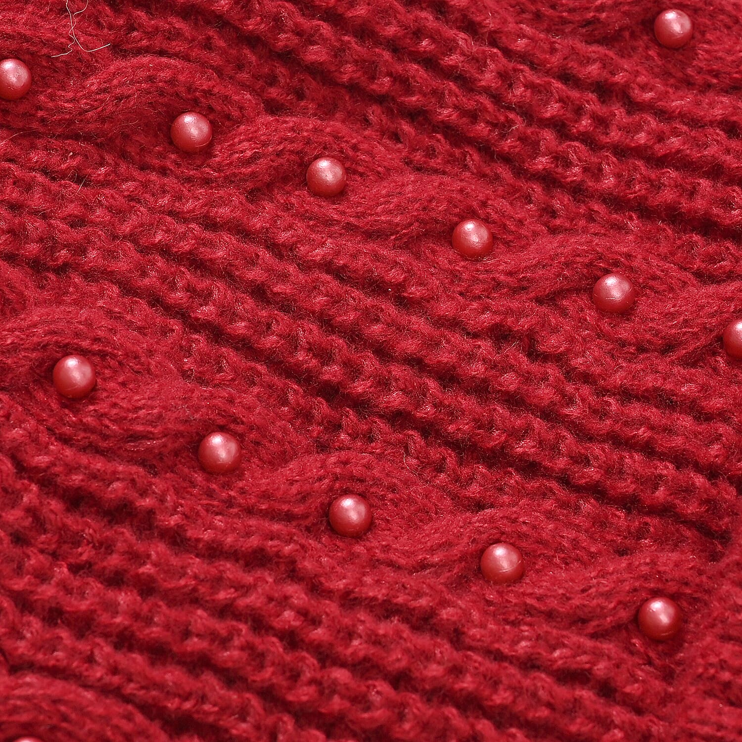Cuff Beanie with Faux Pearl (22 x 21cm) - Red V32513042 6