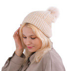Cuff Beanie with Faux Pearl (22 x 21cm) - White
