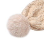 Cuff Beanie with Faux Pearl (22 x 21cm) - White