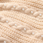 Cuff Beanie with Faux Pearl (22 x 21cm) - White