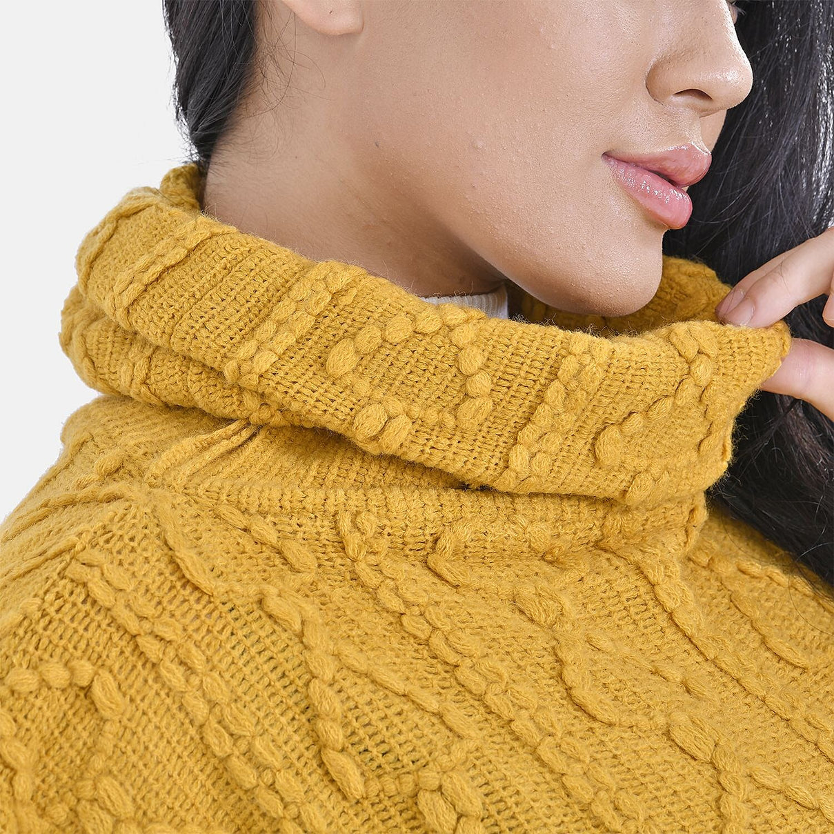 Knitted Rolled Neck Tabard (One Size) - Yellow 7550506 4