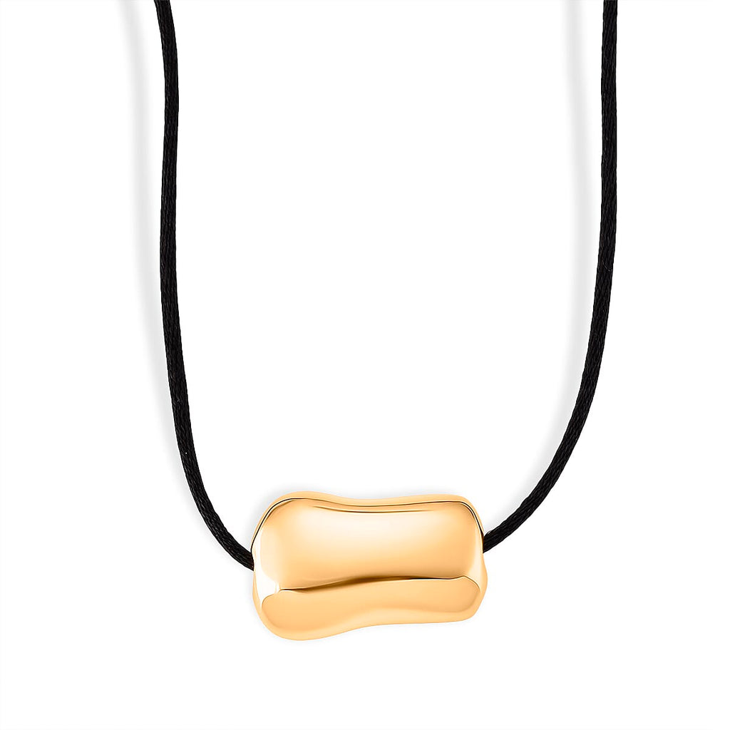 Bean Shape Adjustable Necklace (Size 28-32) in Yellow Gold Tone