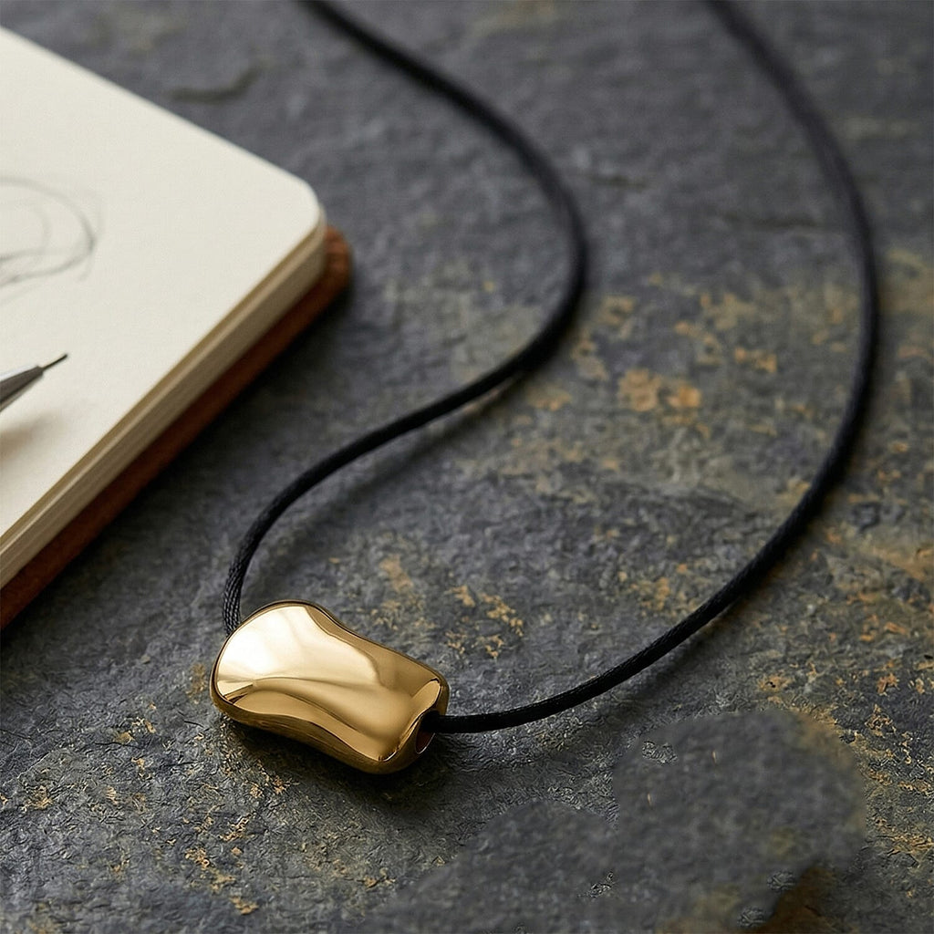 Bean Shape Adjustable Necklace (Size 28-32) in Yellow Gold Tone