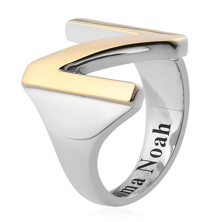 Personalised Engravable Initial N Ring in Yellow Gold Tone 7785342 2