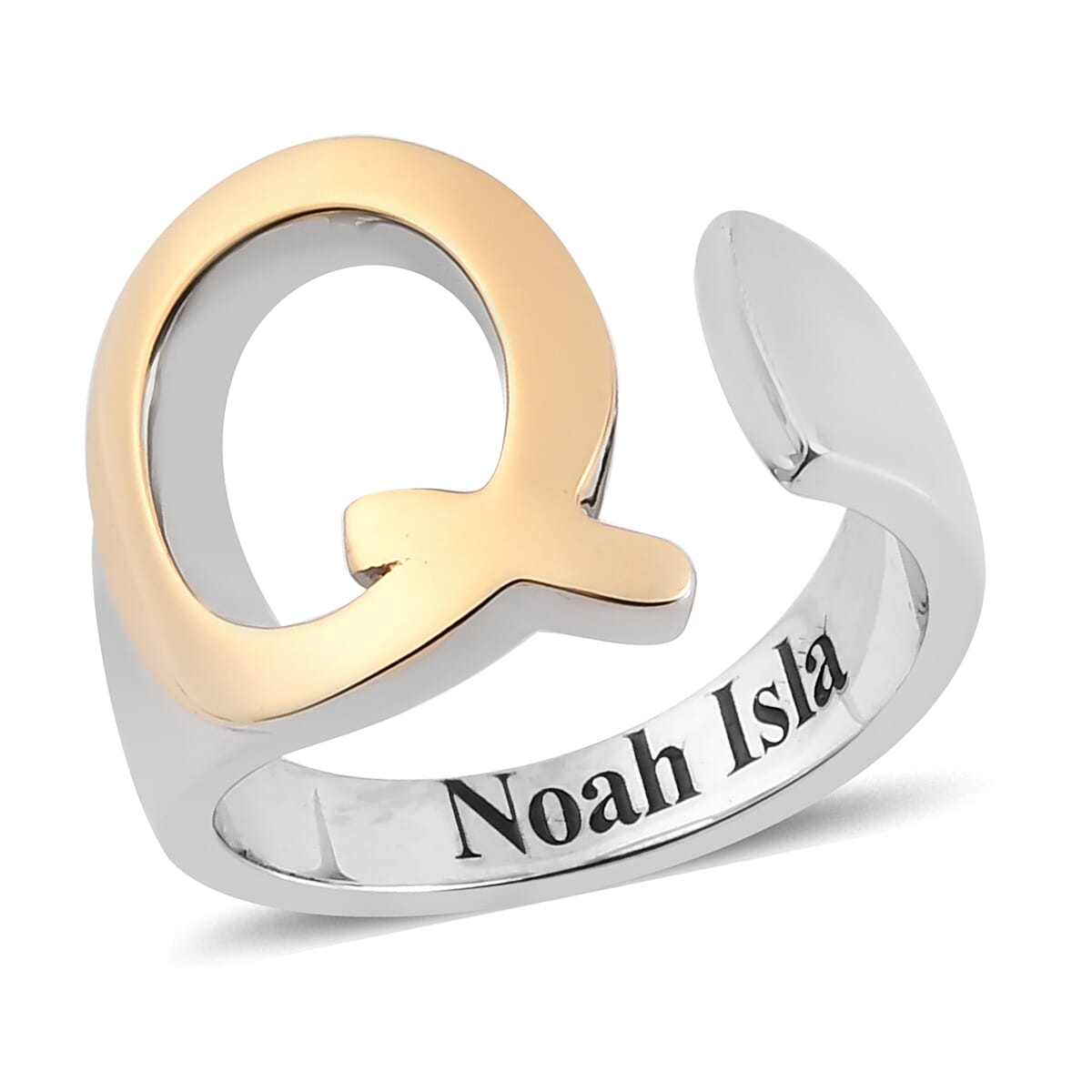 Personalised Engravable Initial Q Ring in Yellow Gold Tone 7785215 0