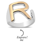 Initial - R Adjustable Ring in Two Tone Plating