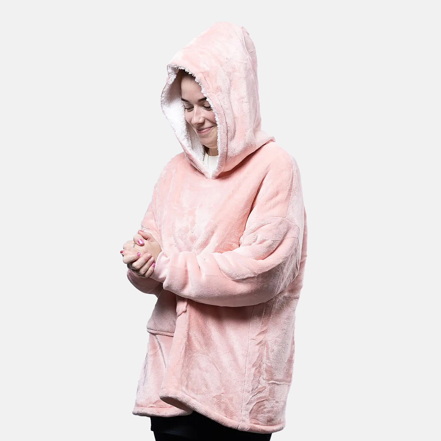 Closeout Deal- Adult Oversized Hoodie Blanket (One Size) - Pink 8326307 3