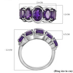 AAA African Amethyst Ring in Rhodium Overlay Sterling Silver 3.97 Ct.