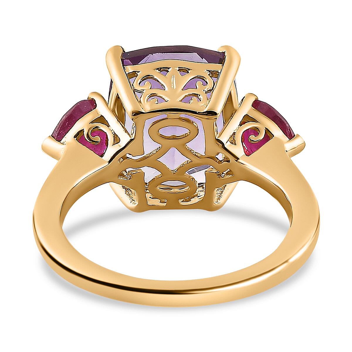 African Amethyst, African Ruby Ring in 18K Vermeil Yellow Gold Plated Sterling Silver, Silver Wt. 5 Gms 6.660 Ct. 7711668 4