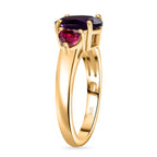 African Amethyst & African Ruby Solitaire Ring in 18K Vermeil Yellow Gold Plated Sterling Silver 2.26 Ct.