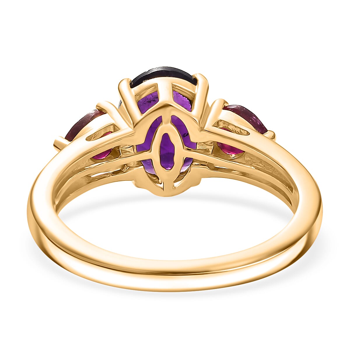 African Amethyst &amp; African Ruby Solitaire Ring in 18K Vermeil Yellow Gold Plated Sterling Silver 2.26 Ct. 8047784 4